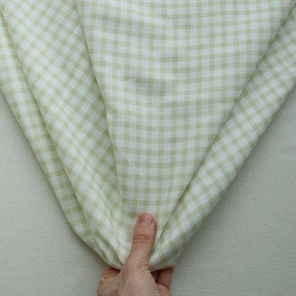 Victor - Tissu lin coton vichy 7mm blanc lait et vert amande 2