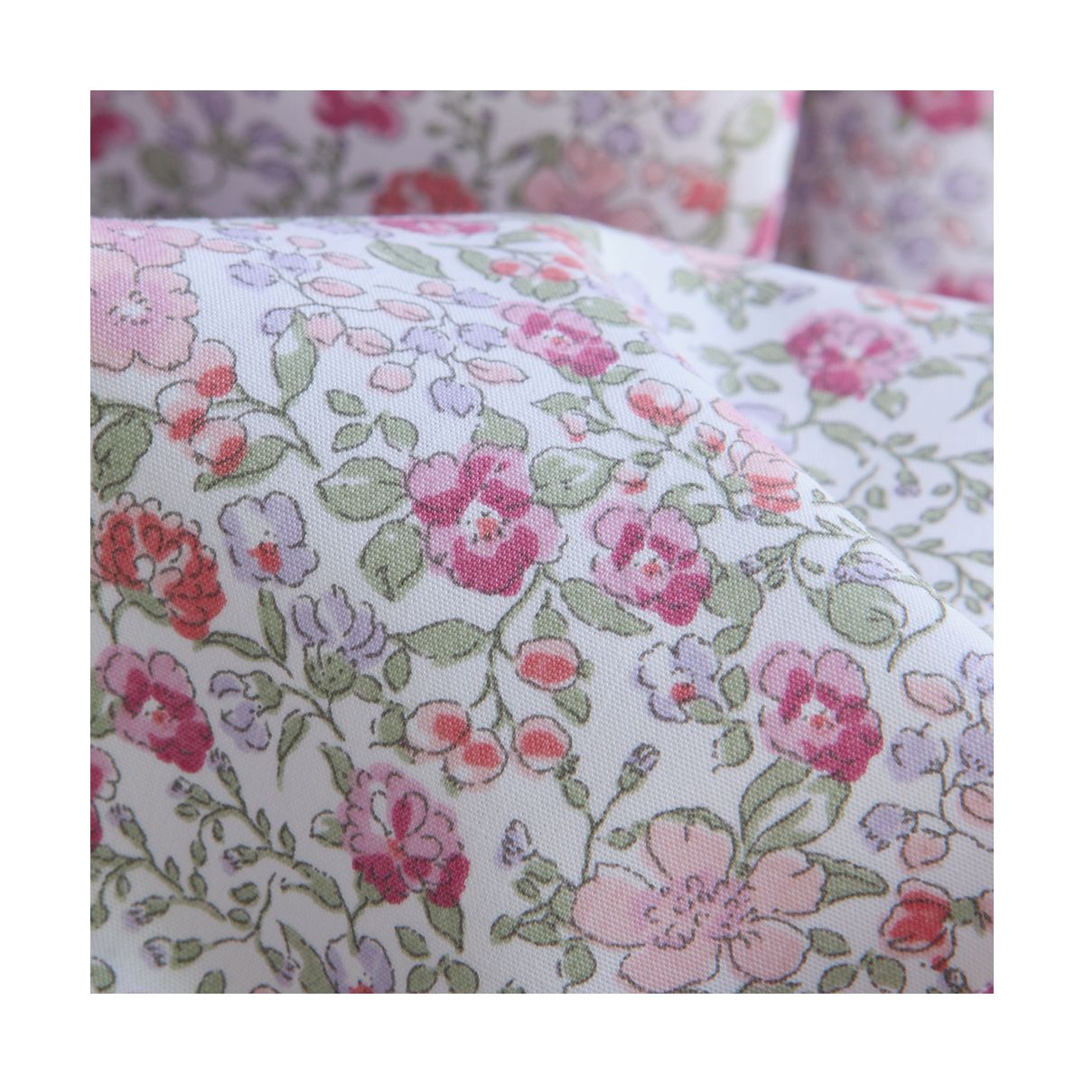 Eugenie - Popeline de coton BIO imprimé romantique fleuri rose