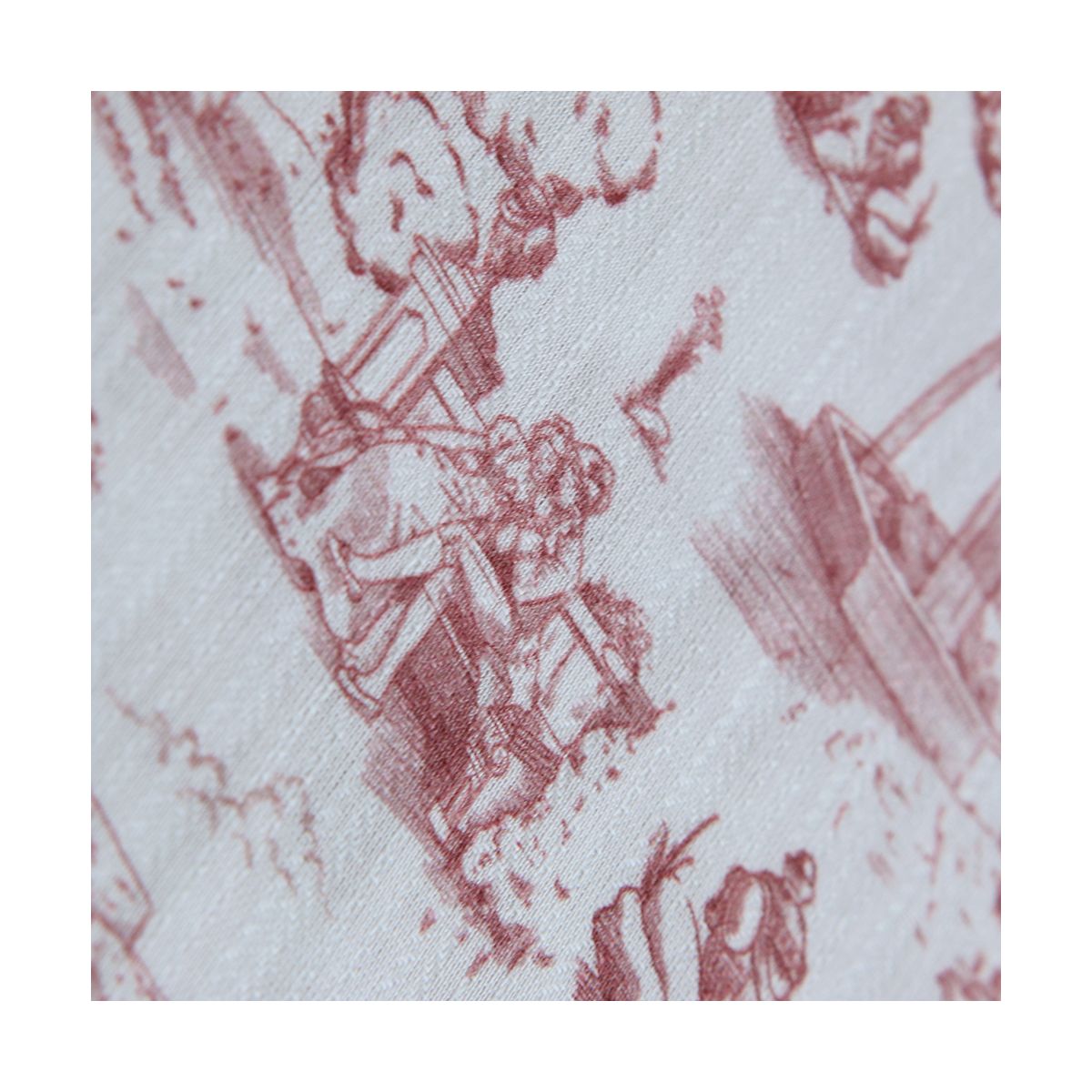 Eleonore - Tissu coton texturé imprimé toile de Jouy coloris lie de vin