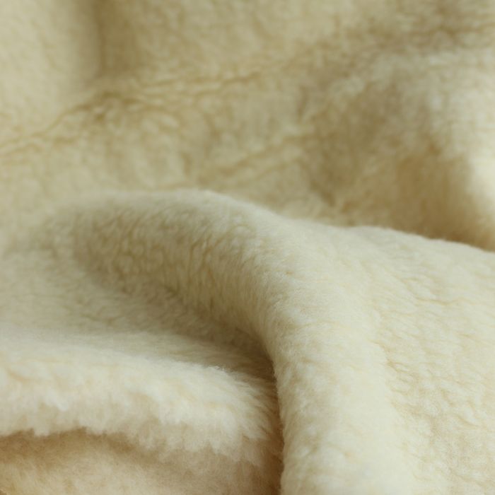 Shaun - Tissu fourrure pure laine vierge de mouton BIO tissée sur coton