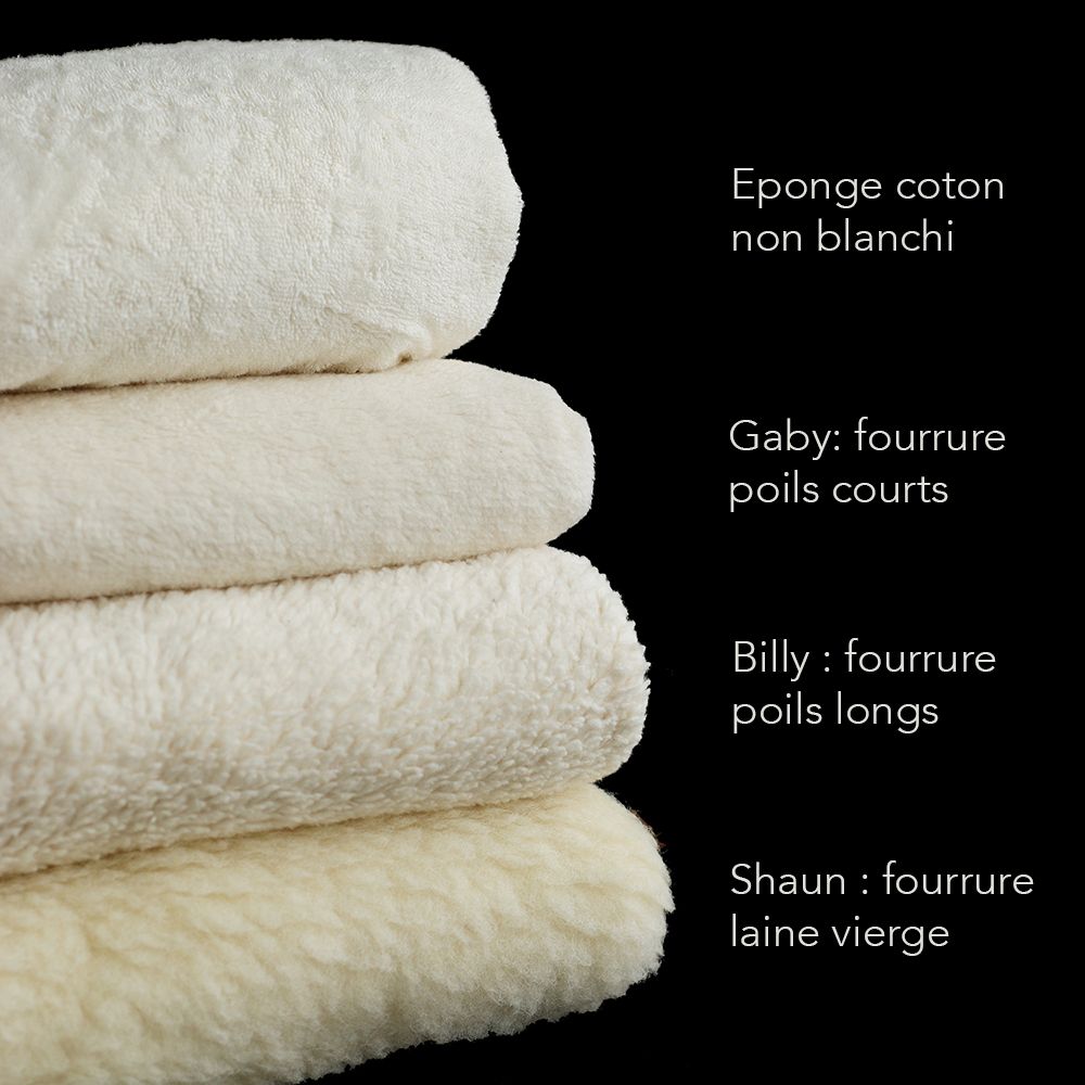 Shaun - Tissu fourrure pure laine vierge de mouton BIO tissée sur coton