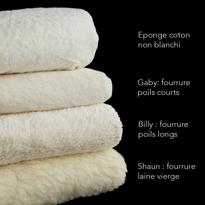 Shaun - Tissu fourrure pure laine vierge de mouton BIO tissée sur coton