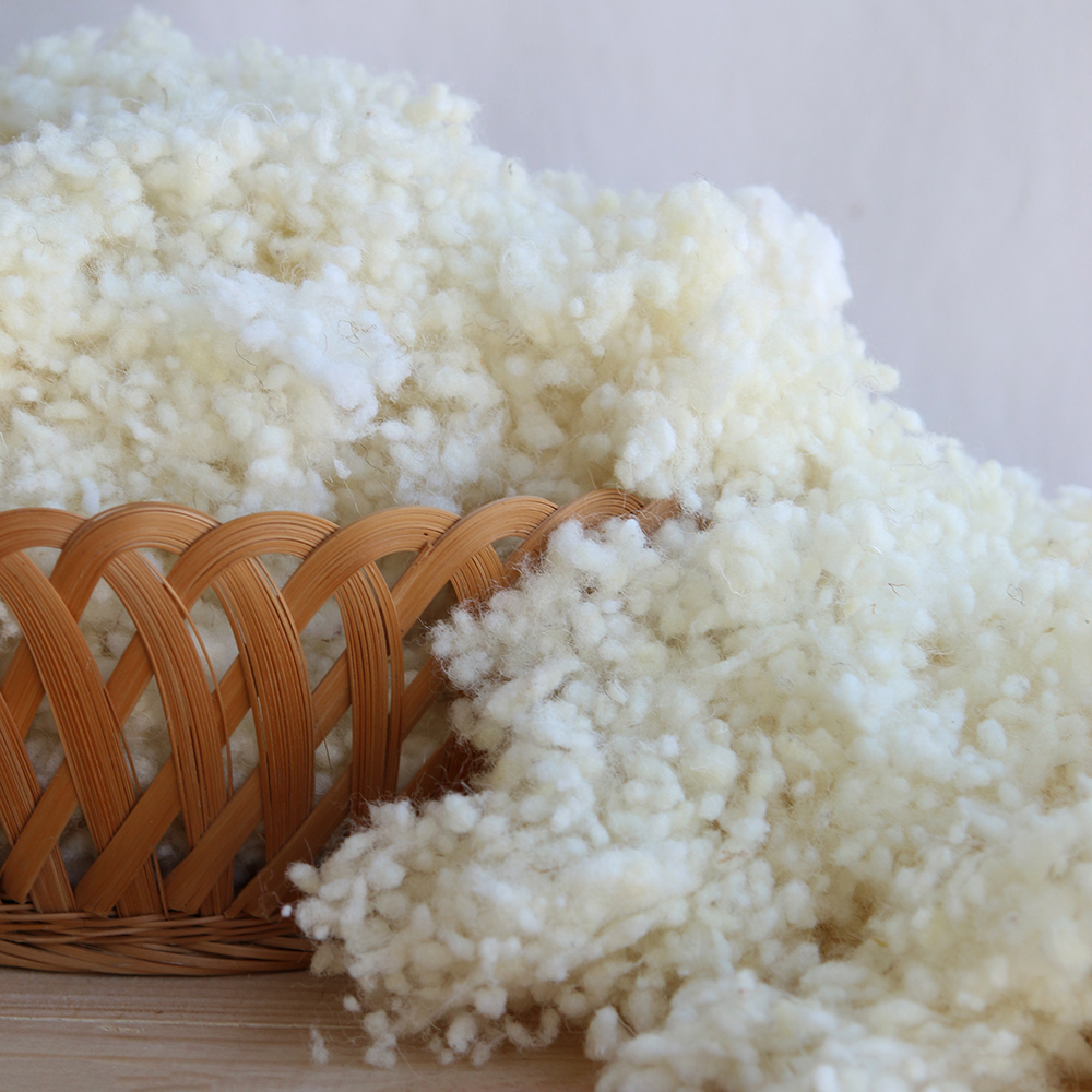Flocons de laine vierge de mouton mérinos pour rembourrage naturel, fibre animale gonflante