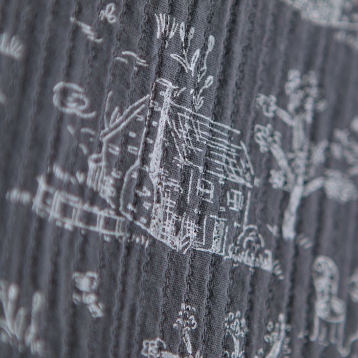 Edwina - Tissu coton piqué léger texturé toile de Jouy anthracite