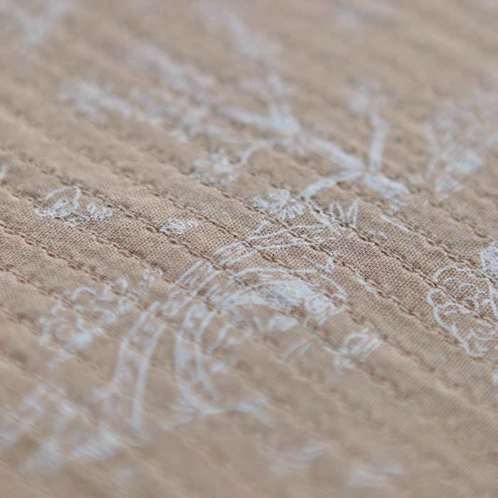 Edwina - Tissu coton piqué léger texturé toile de Jouy camel