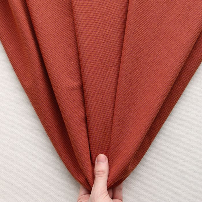 Seersucker / Coton gaufré vichy mini 1mm vin / potiron