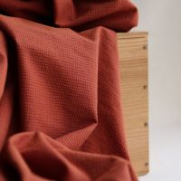 Seersucker / Coton gaufré vichy mini 1mm vin / potiron