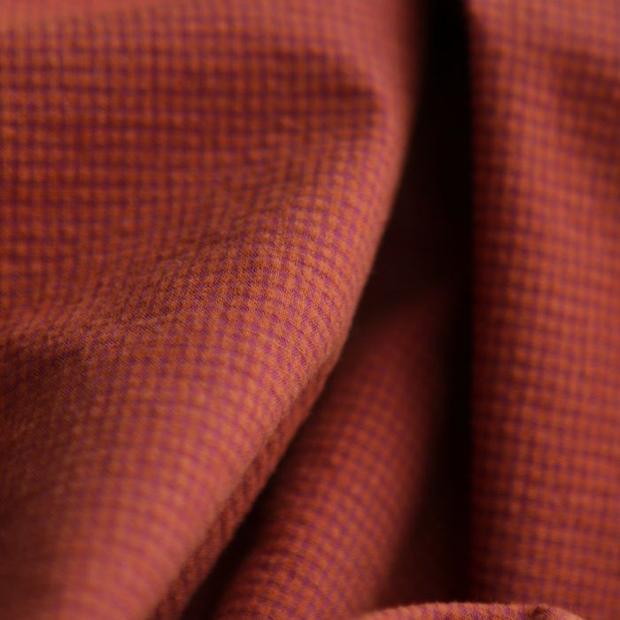 Seersucker / Coton gaufré vichy mini 1mm vin / potiron