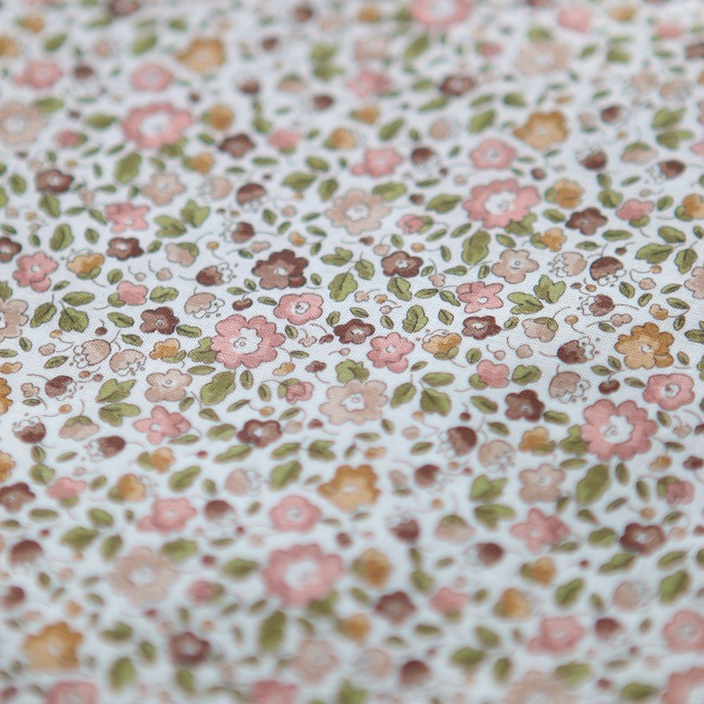 Catalina - Batiste de coton SILKYNE à imprimé fleuri rose nude ocre et marron