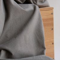 Seersucker / Coton gaufré vichy mini 1mm sauge / marron glacé