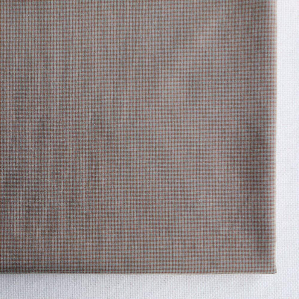 Seersucker / Coton gaufré vichy mini 1mm sauge / marron glacé