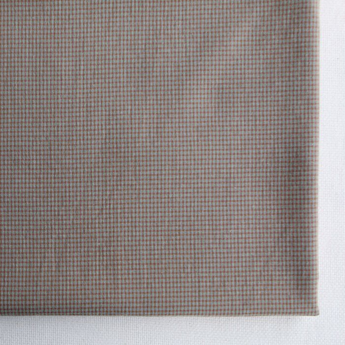 Seersucker / Coton gaufré vichy mini 1mm sauge / marron glacé