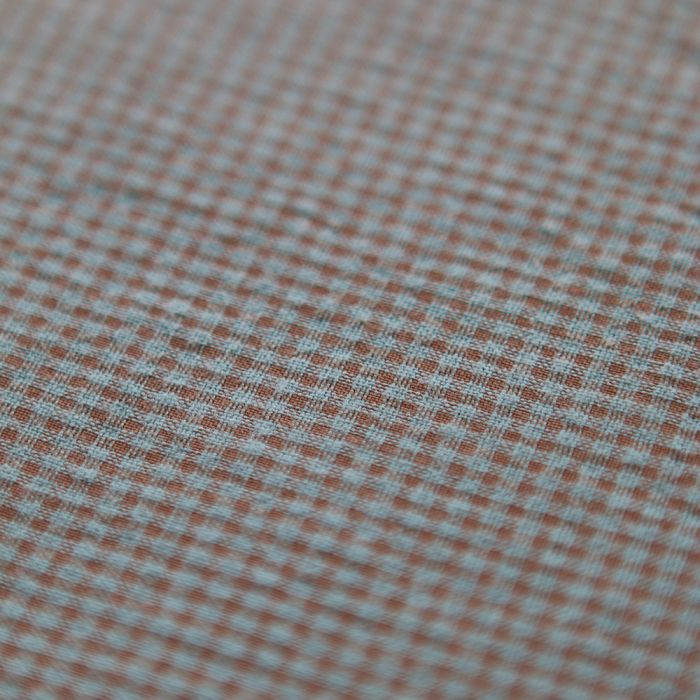 Seersucker / Coton gaufré vichy mini 1mm sauge / marron glacé