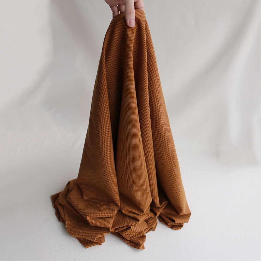 Seersucker / Coton gaufré vichy mini 1mm prune / miel