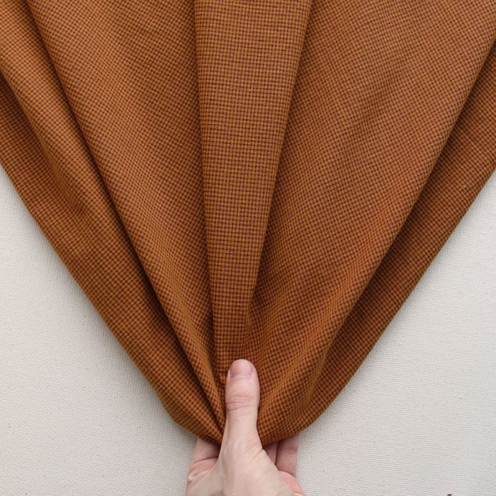 Seersucker / Coton gaufré vichy mini 1mm prune / miel
