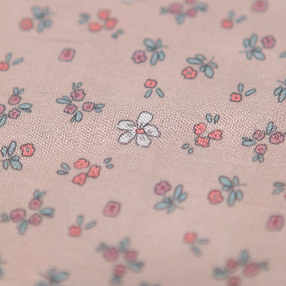 Manon - Tissu sergé de coton organique fin imprimé fond rose nude
