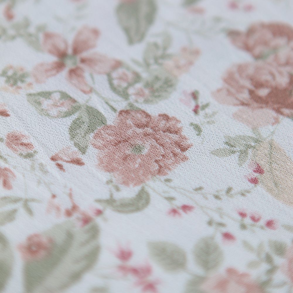 Magali - Tissu coton texturé imprimé fleuri nude