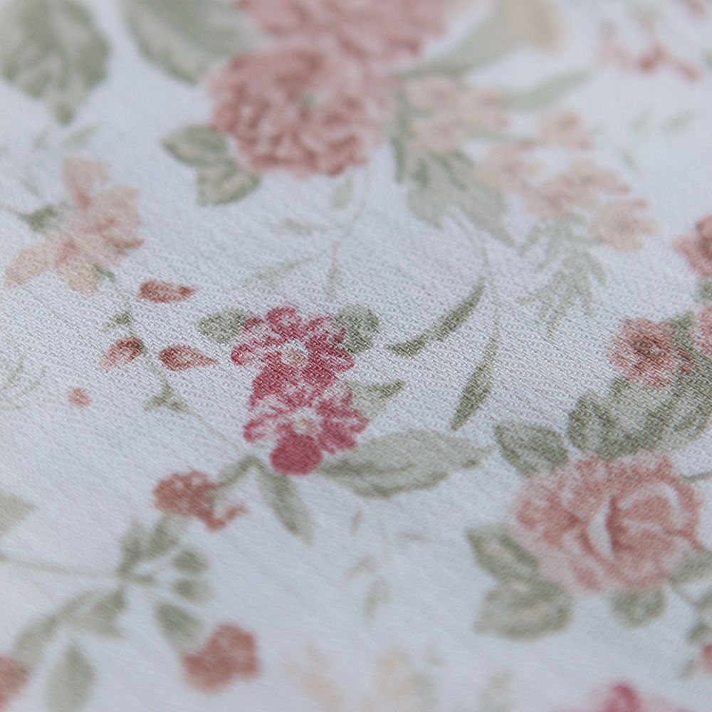 Magali - Tissu coton texturé imprimé fleuri nude