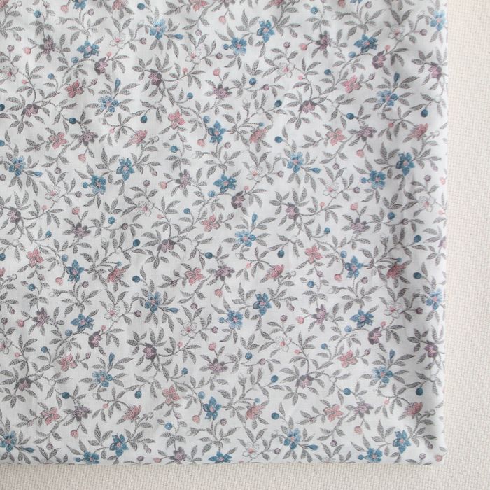 Lexie - Batiste de coton SILKYNE à imprimé fleuri teintes de gris et bleu