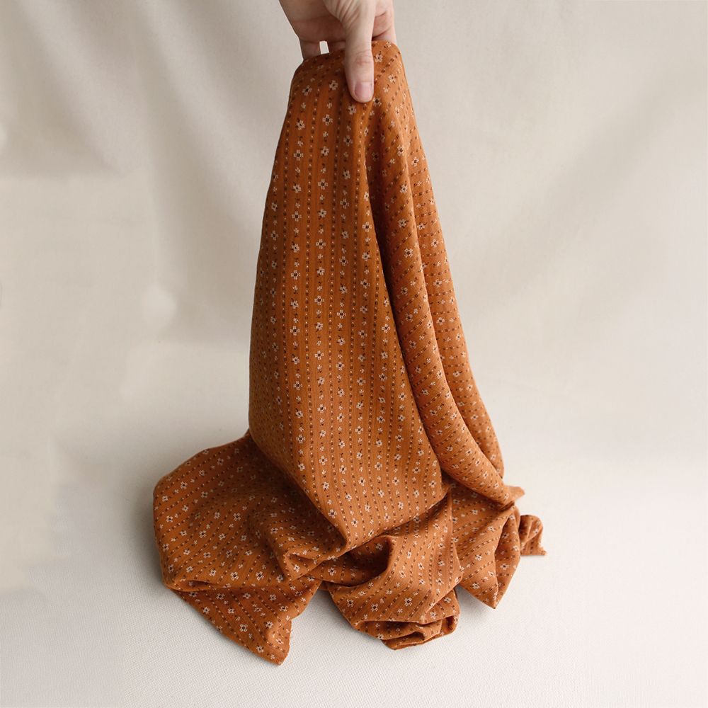 Selene - Double gaze coton BIO imprimé fond écureuil
