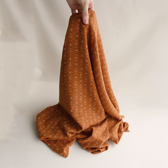 Selene - Double gaze coton BIO imprimé fond écureuil