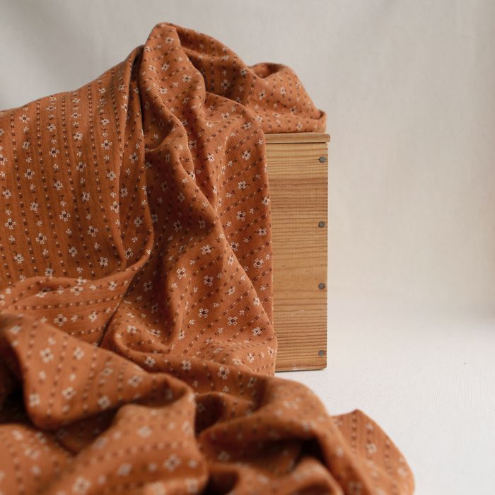Selene - Double gaze coton BIO imprimé fond écureuil