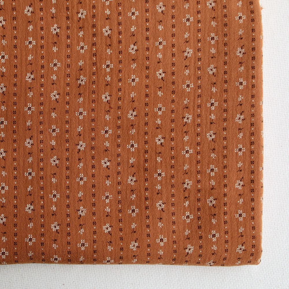 Selene - Double gaze coton BIO imprimé fond écureuil