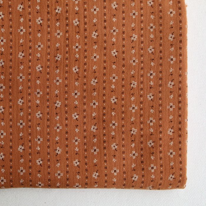 Selene - Double gaze coton BIO imprimé fond écureuil