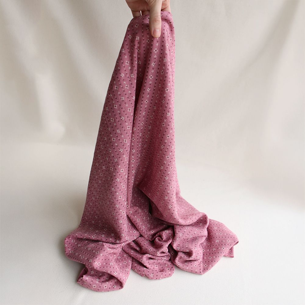 Selene - Double gaze coton BIO imprimé fond bois de rose