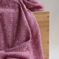 Selene - Double gaze coton BIO imprimé fond bois de rose