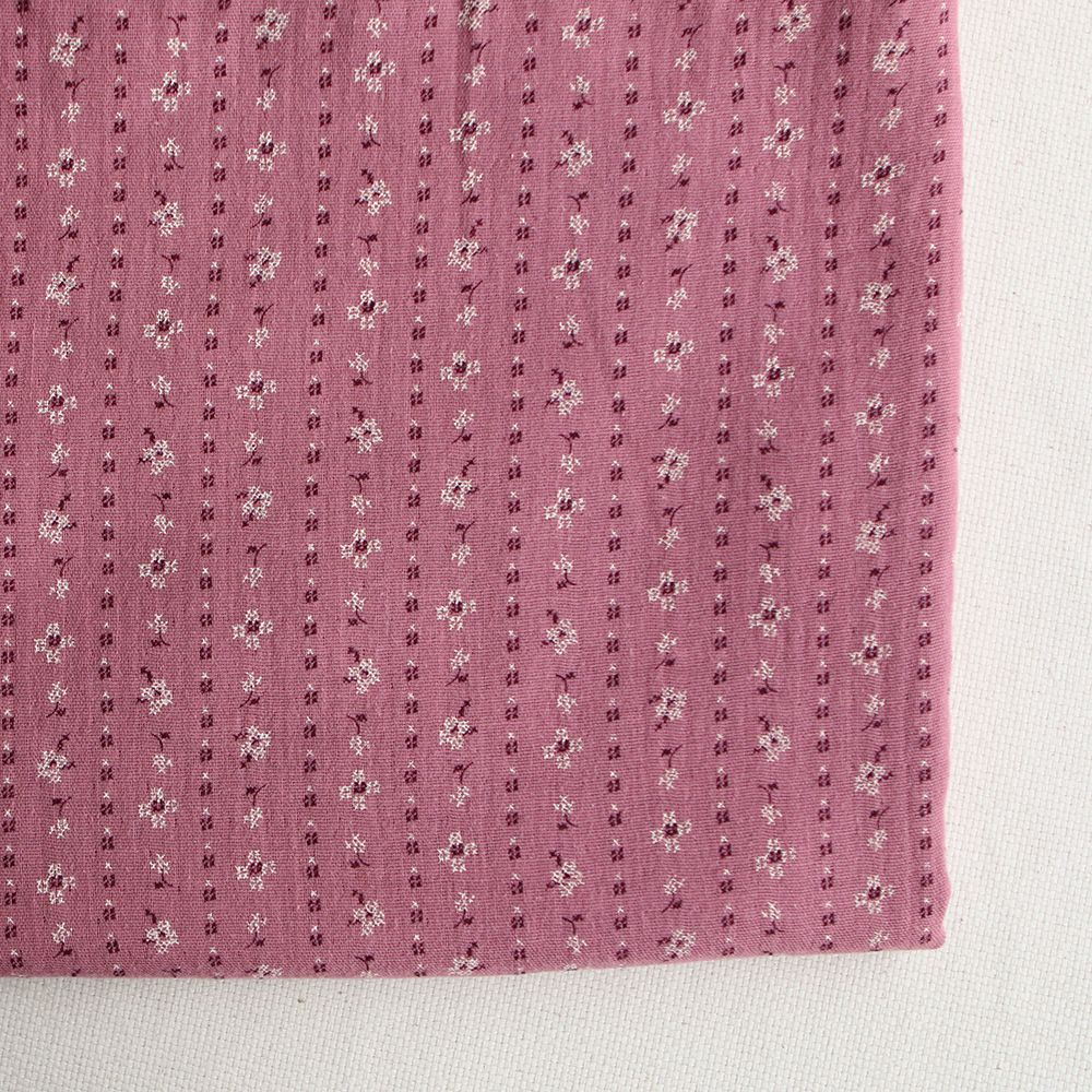 Selene - Double gaze coton BIO imprimé fond bois de rose