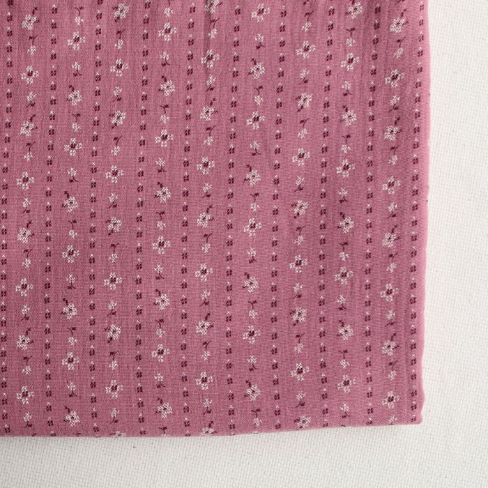 Selene - Double gaze coton BIO imprimé fond bois de rose
