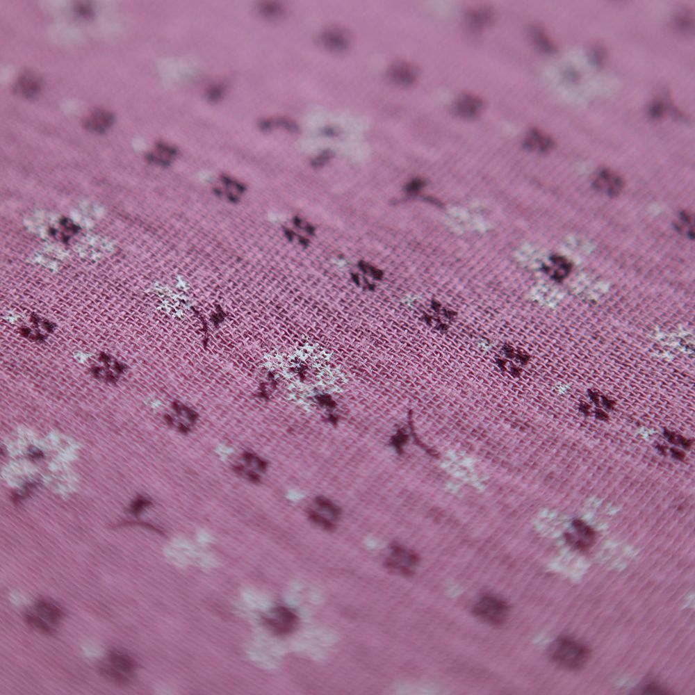 Selene - Double gaze coton BIO imprimé fond bois de rose