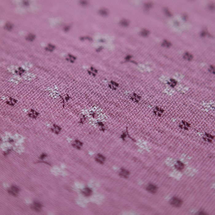 Selene - Double gaze coton BIO imprimé fond bois de rose