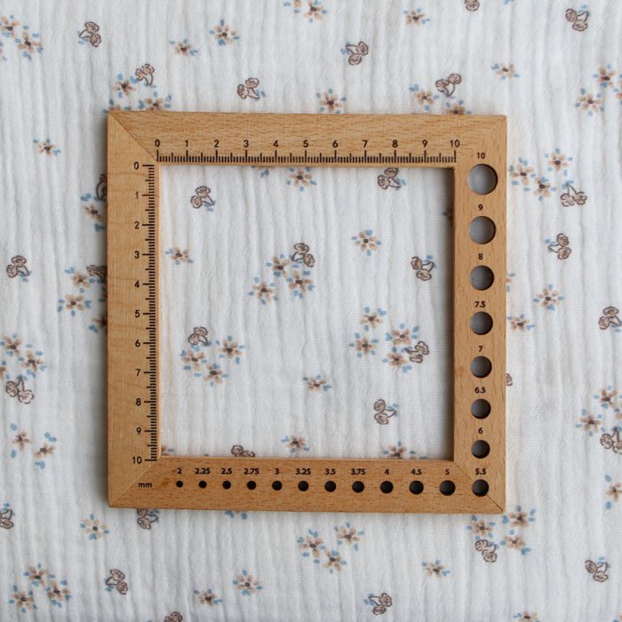 Alix - Double gaze coton BIO petit imprimé beige et bleu