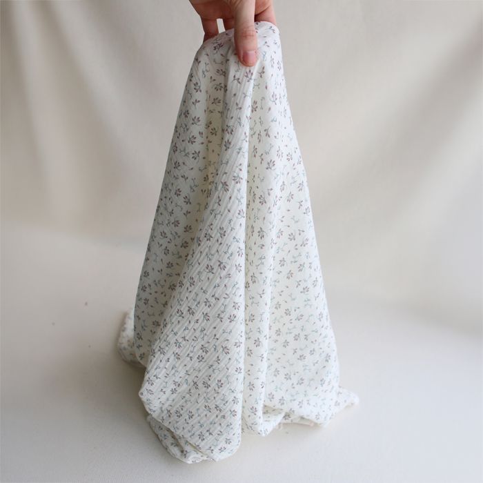 Morgan - Double gaze coton BIO petit imprimé fond blanc lait