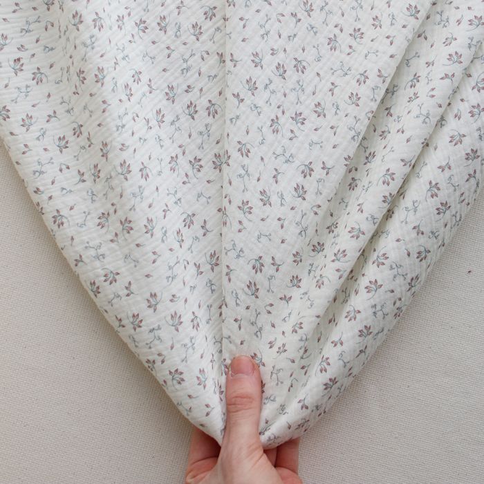 Morgan - Double gaze coton BIO petit imprimé fond blanc lait