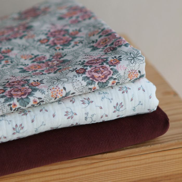 Morgan - Double gaze coton BIO petit imprimé fond blanc lait