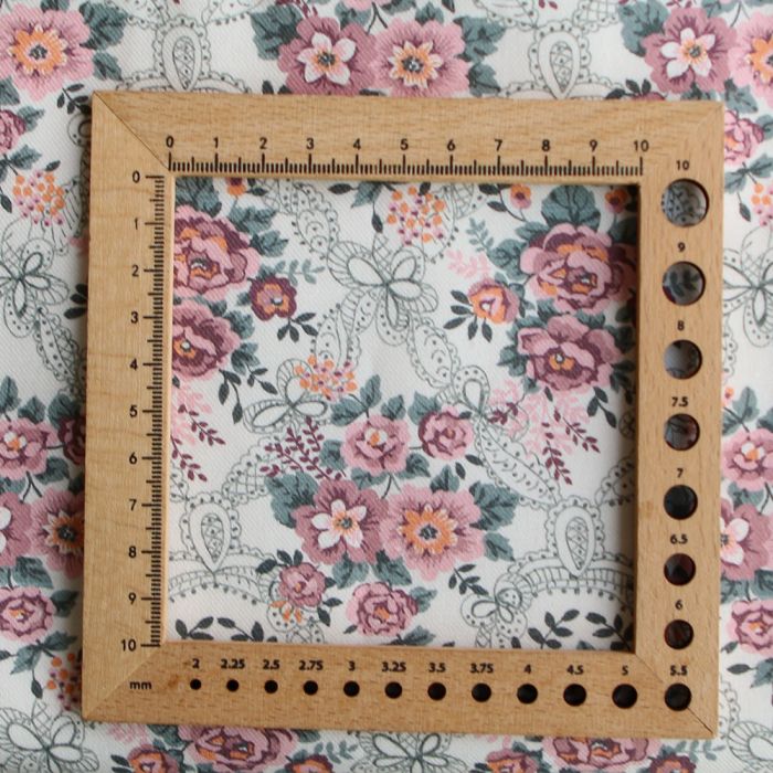 Amalia - Sergé de coton BIO organique imprimé fleuri bois de rose