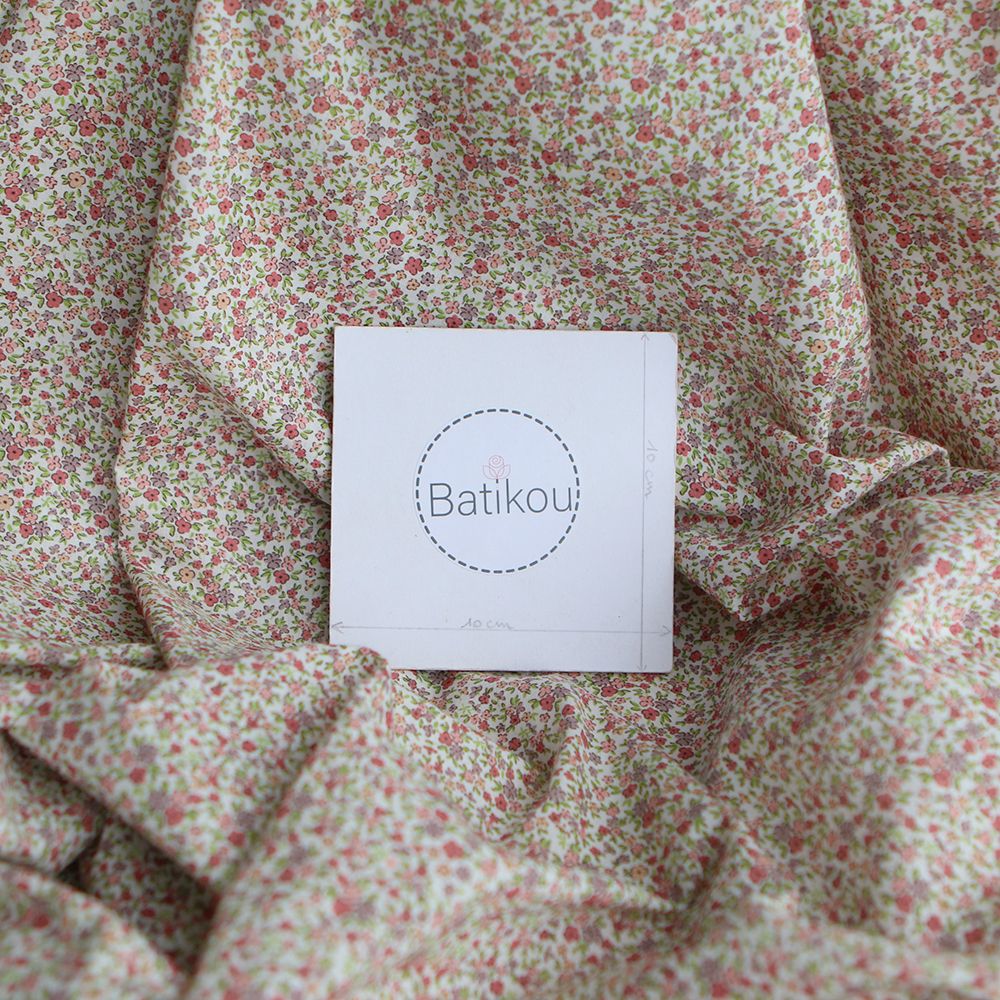 Lison - Batiste de coton SILKYNE à imprimé petit fleuri teintes roses
