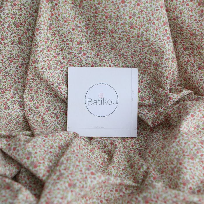 Lison - Batiste de coton SILKYNE à imprimé petit fleuri teintes roses