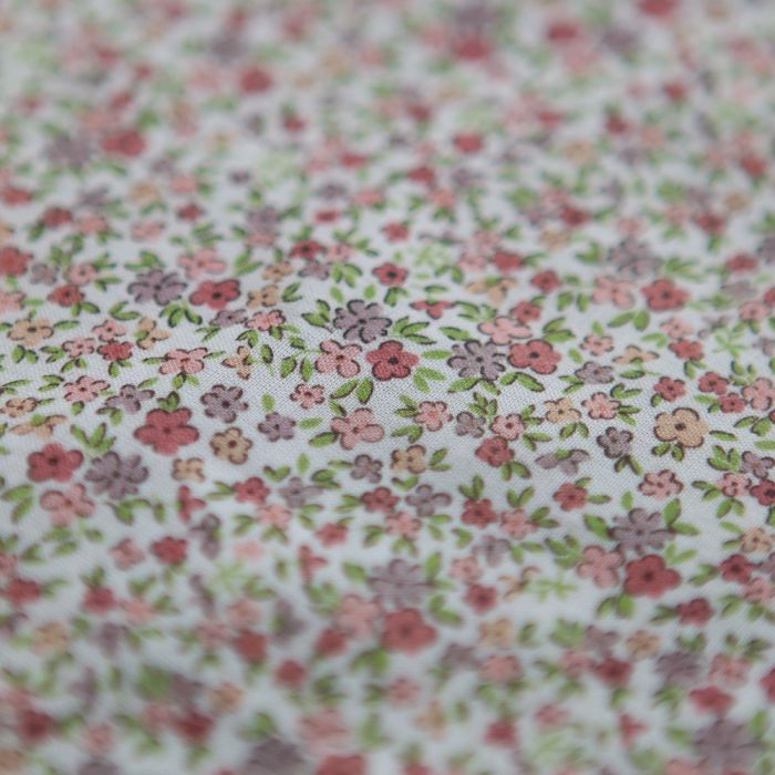 Lison - Batiste de coton SILKYNE à imprimé petit fleuri teintes roses