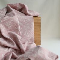 Edwina - Tissu coton piqué léger texturé toile de Jouy vieux rose