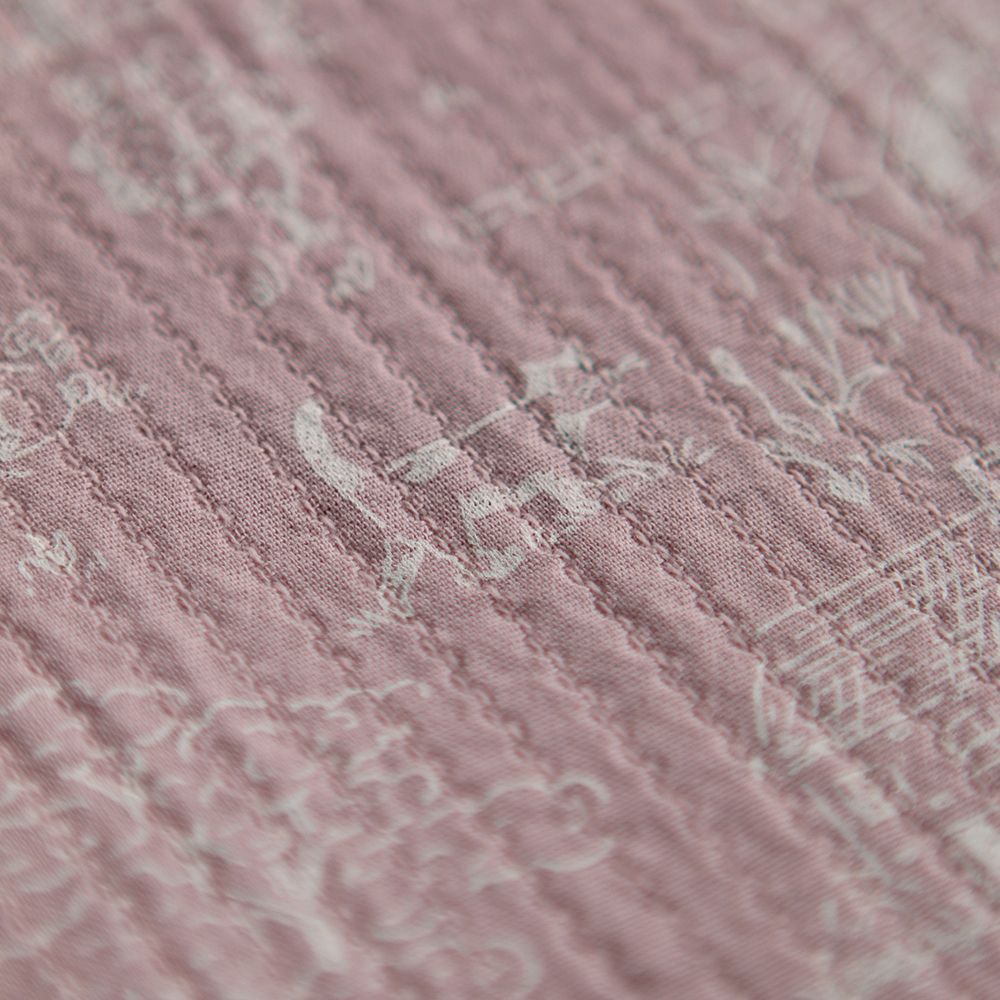 Edwina - Tissu coton piqué léger texturé toile de Jouy vieux rose