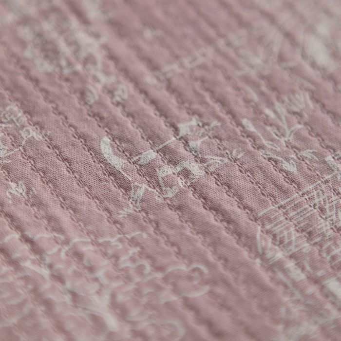 Edwina - Tissu coton piqué léger texturé toile de Jouy vieux rose