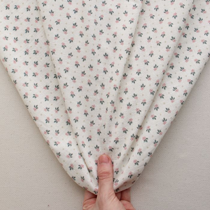 Jemima - Coton lavé bio blanc lait fleuri rose et vert