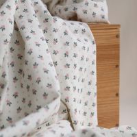 Jemima - Coton lavé bio blanc lait fleuri rose et vert