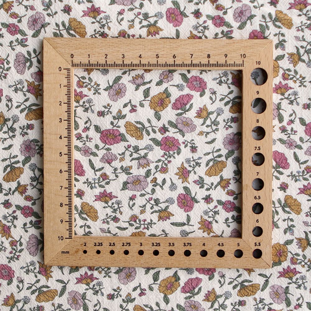 Fanny - Coton lavé bio écru lait fleuri rose, ocre et vert