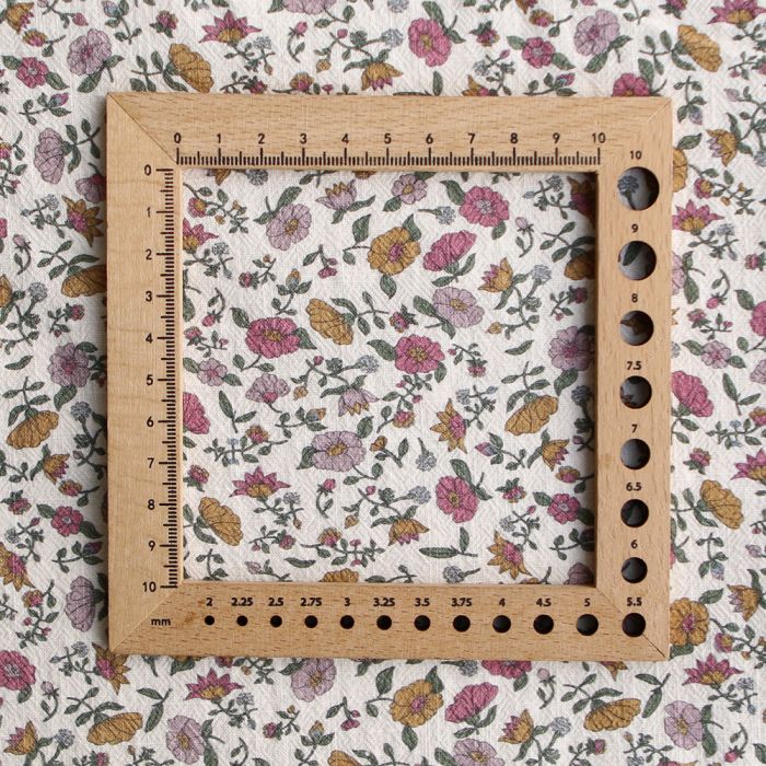 Fanny - Coton lavé bio écru lait fleuri rose, ocre et vert