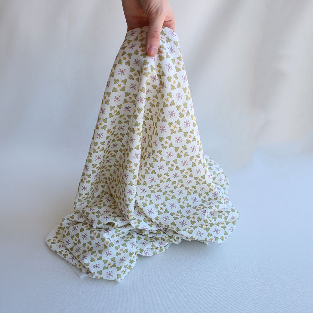 Michelle - Seersucker / Coton gaufré doux motif vert et jaune